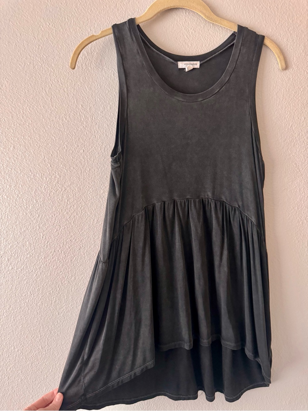 Eyeshadow Washed Black Peplum Tank Top